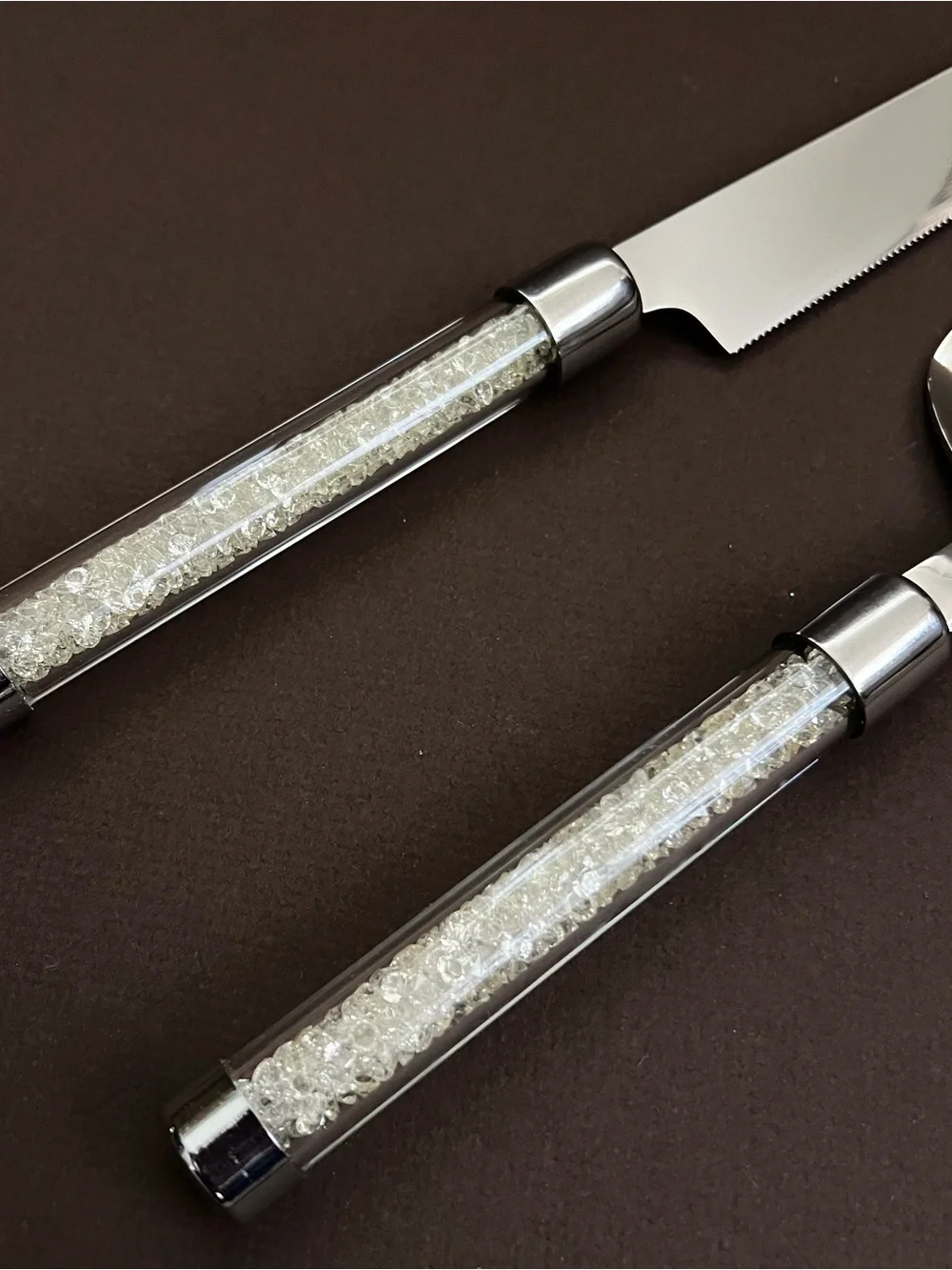 Oleg Cassini Crystal Handle Wedding Cake Serving Set
